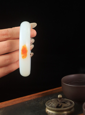 和田玉籽料羊脂白玉平安镯女款