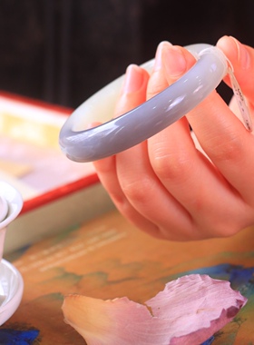 和田玉烟紫清雅手镯女款平安镯