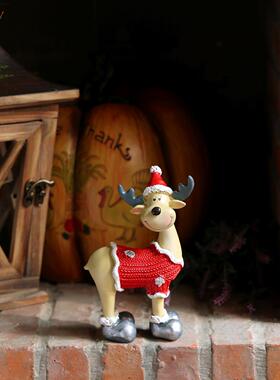 喜气红色圣诞帽鹿玄关摆件庭院家居装饰品乔迁新居礼物