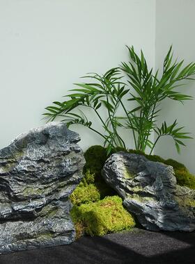 仿真玻璃钢石头摆件室内石块造景庭院花园装饰岩石假山景观假石头