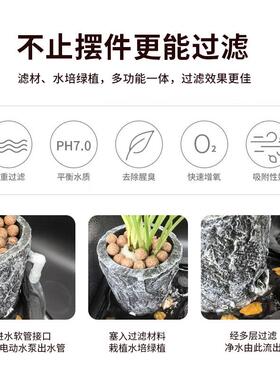 流水摆件循环水水缸造景水循环古法养鱼过滤器全套流水板水罐陶罐