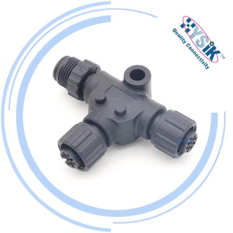 NMEA 2000 T型连接器 5芯 M12 A编码 一公转两母 防水转接头 - 图0