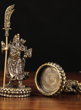 迷你款铜立关公摆件 铜关公摆件 铜立刀关公 铜关羽摆件