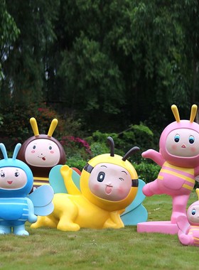 卡通蜜蜂雕塑幼儿园户外园林景观装饰品景区网红打卡处玻璃钢摆件