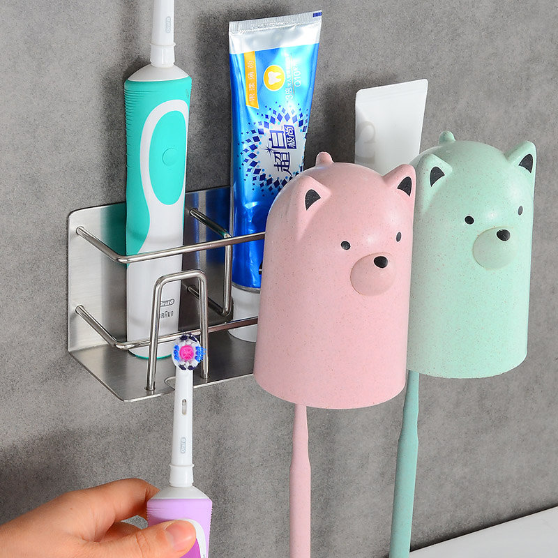 不锈钢吸壁式牙刷架 创意挂牙刷架牙杯架 牙具收纳架壁挂式免打孔,淘宝优惠券,粉丝福利购,淘宝优惠卷
