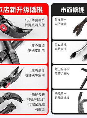 德国撬棍特种钢撬棒可调翘棍扒胎工具木工钢钎撬杠汽修拆卸撬胎棒