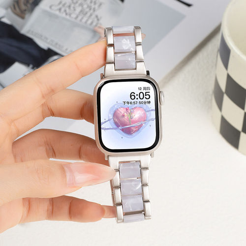 美派适用iwatch11表带苹果S10手表applewatch9新款S9金属间树脂S8夏季女生SE新款腕带S7运动7创意iphone智能3 - 图3