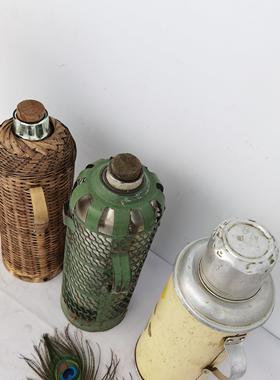 老物件暖水壶老式热水壶民俗怀旧铁皮暖瓶保温壶杂项收藏道具摆件