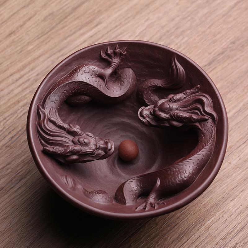 宜兴原矿紫砂主人杯茶杯双龙戏珠品茗杯名家刘凤俊纯手工功夫茶具 - 图1
