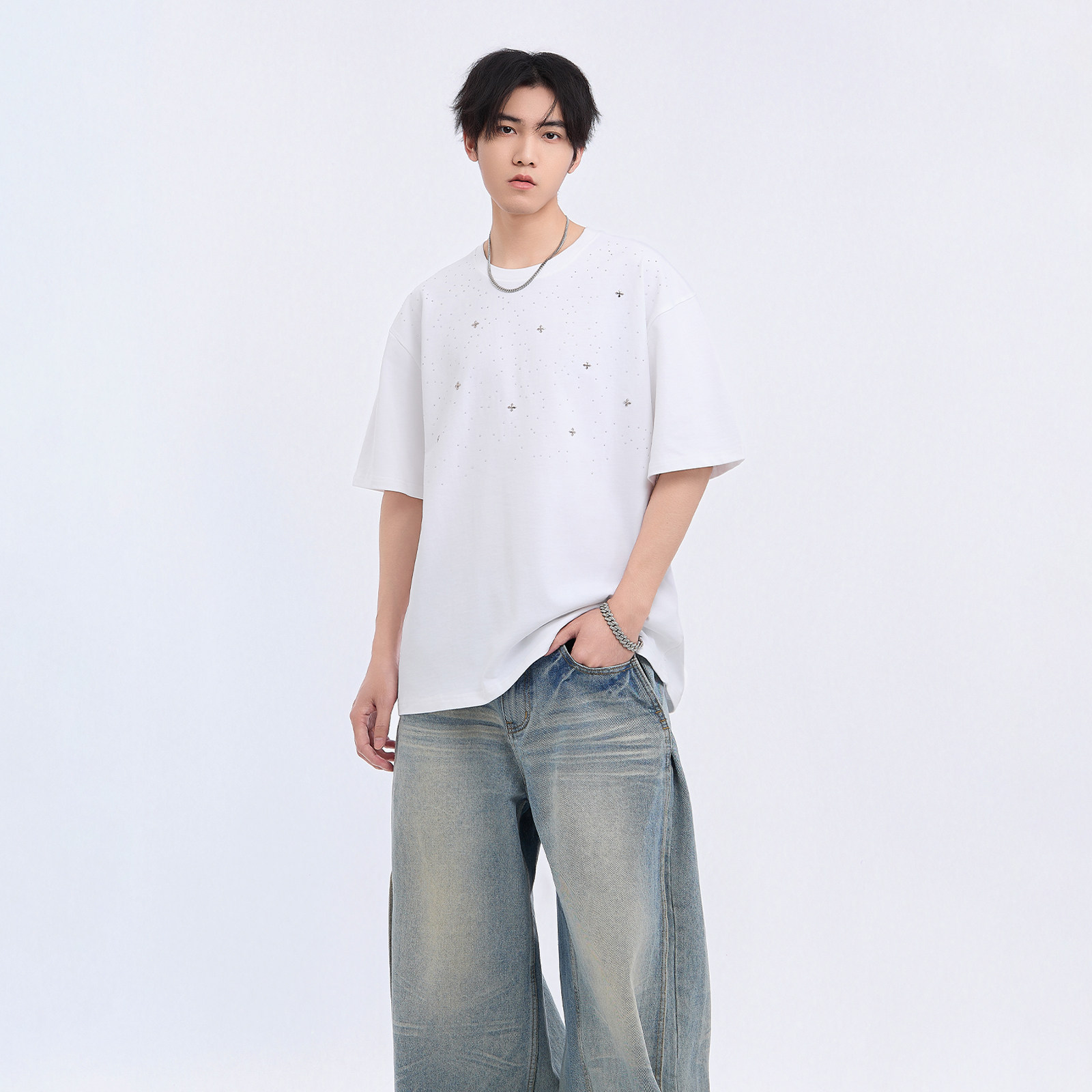 【所有女生直播间】威宏丝VINHOPESS 纯棉发泡印花/烫仿钻短袖T恤