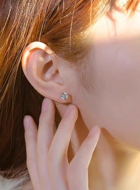 Pt950铂金耳钉 18K白金耳环耳钉 女友礼物百搭珠宝首饰简约正品