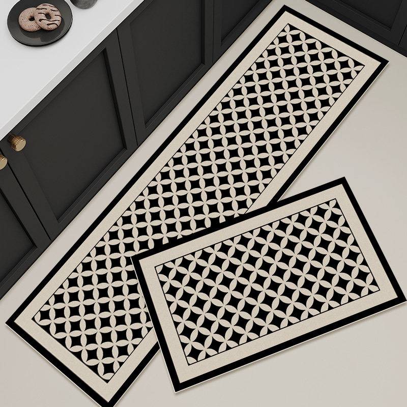 Technological leather kitchen floor mats wipeable and washable v stain-resistant long carpet waterproof, anti-fouling, oil-proof and non-slip floor mats