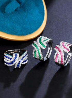 璀璨大气发光红宝石戒指立体不规