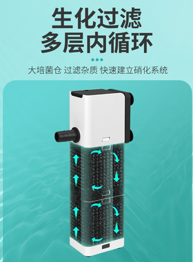 鱼缸过滤器三合一内置净水循环泵免换水大滤仓鱼马桶超静音增氧泵