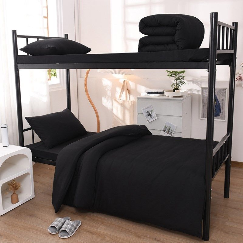 纯色黑色四件套简约床上用品被套床单人男生大学生宿舍被罩三件套,淘宝优惠券,粉丝福利购,淘宝优惠卷