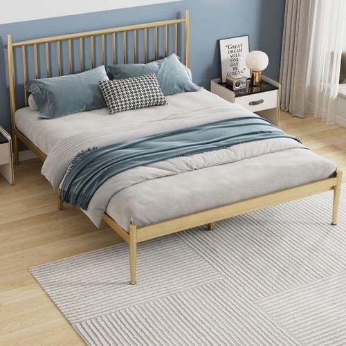 现代简约铁架床加固床1.床QQA8m叠米双人风铁艺折铁床1m单人床厂 - 图2