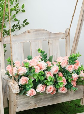 秋千户外庭院摆件实木ins森系自然角橱窗展示花桶花器摆设布置品