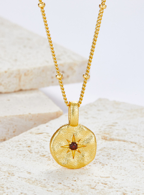 VITARING希腊天然石榴石金色项链