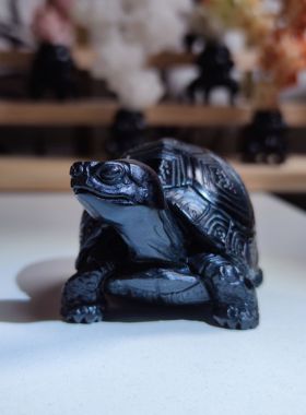 8.3x5.3x4.5cm，墨金石雅龟万寿无疆摆件把玩，完整