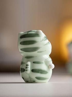 创意陶瓷小胖虎摆件生肖吉祥物可爱小猪客厅桌面玄关柜装饰品摆设