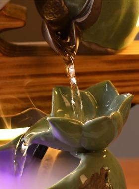 禅意客厅风水轮招财流水摆件新中式家居玄关装饰喷泉开业乔迁礼物