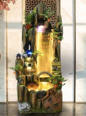 流水摆件假山喷泉流水生财循环水招财客厅庭院落地鱼缸景观水幕墙