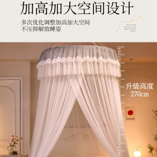 圆顶吊顶蚊帐双人加大1.5/1.8/2m米床落地欧式吸顶圆形纹帐1.2m床 - 图3