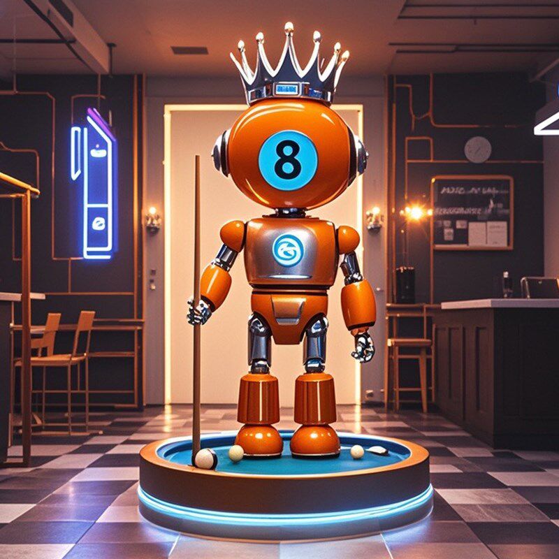 室内卡通台球公仔雕塑黑八玻璃钢台球厅俱乐部开业落地大摆件装饰 - 图0