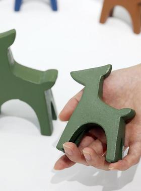 莫兰迪色软装动物摆件 创意玄关小鹿装饰品 北欧风格餐厅布置道具