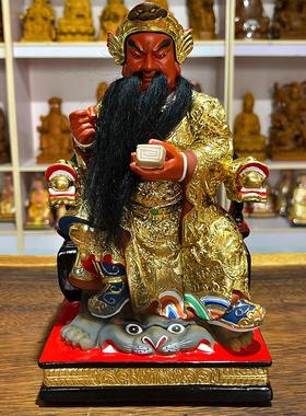 香樟木雕关公像关二爷神像定制国风关帝圣君佛像中式客厅人物摆件