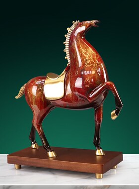 将军马到成功摆件红色纯全黄铜马公司开业办公室桌面装饰高档礼物