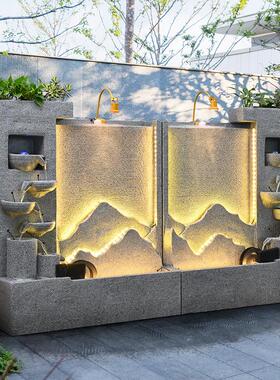 水幕墙流水墙屏风假山喷泉水景墙公司背景墙循环流水瀑布造景摆件