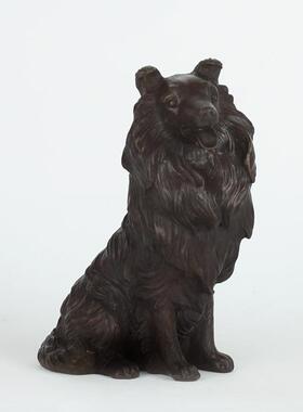 纯黄铜狼狗摆件家居创意中式铜狗玄关办公室桌面装饰工艺礼品