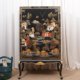 Chinese antique antique vintage solid wood painted gold wardrobe bedroom storage high cabinet household wardrobe small apartment