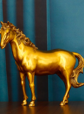 铜马摆件黄铜站马马到成功家居客厅办公室开业送礼桌面中式装饰品