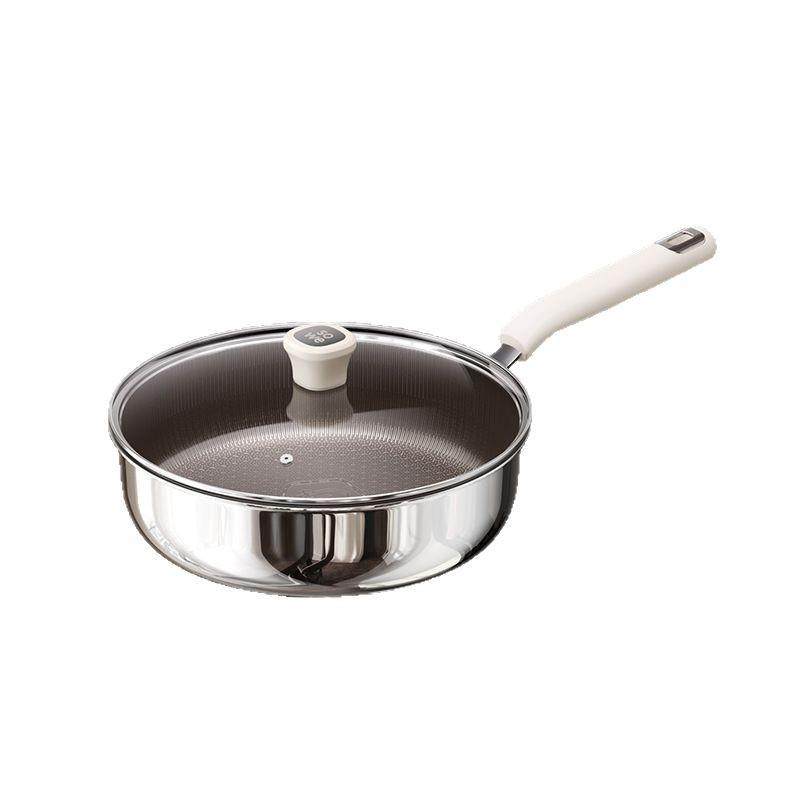 加深平底锅煎锅钛不锈钢无涂层不粘锅家用聚油牛排炒菜锅炉灶通用,淘宝优惠券,粉丝福利购,淘宝优惠卷