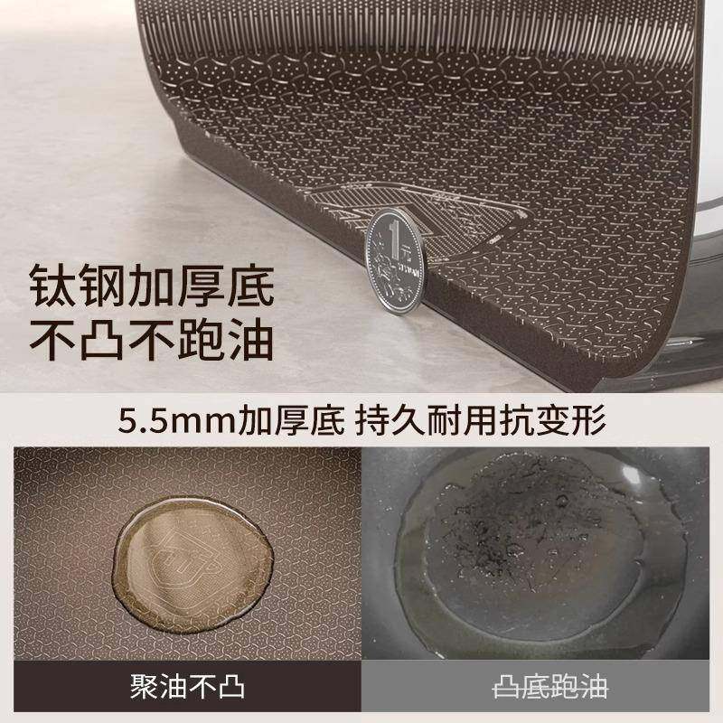 加深平底锅煎锅钛不锈钢无涂层不粘锅家用聚油牛排炒菜锅炉灶通用,淘宝优惠券,粉丝福利购,淘宝优惠卷