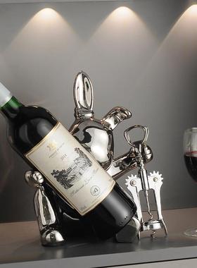 创意兔子葡萄红酒架摆件酒柜装饰品轻奢高档餐边柜子现代简约摆设