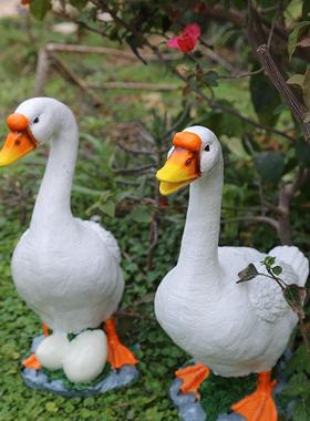农家院装饰庭院创意仿真鸭子 乡村树脂工艺品花园别墅动物小摆件