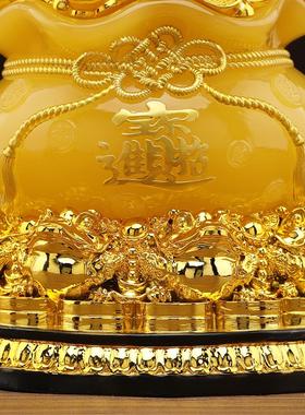 禾笙堂八方来财钱袋摆件招财吉祥福袋客厅玄关电视柜乔迁开业礼品
