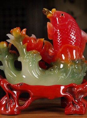 年年有余锦鲤鱼招财摆件家居客厅玄关酒柜如鱼得水装饰品乔迁礼物