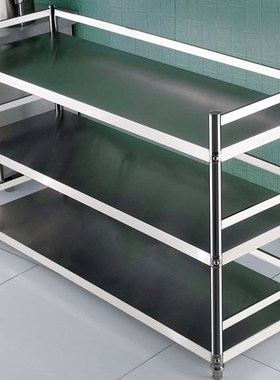 不锈钢带护围栏款置物架三多层厨房微波炉烤箱落地架子多功能货架