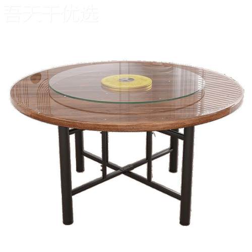 实木折盘叠餐桌1用实力商家家饭店大圆桌带转食堂板餐馆圆桌面台 - 图3