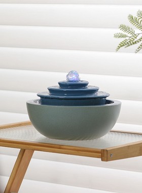 时来运转运球流水摆件循环水小型陶瓷客厅桌面喷泉办公室装饰送礼