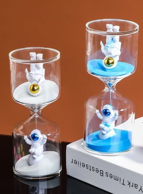 太空人沙漏计时器儿童3/5/10分钟学生吃饭时间流沙瓶礼物玻璃