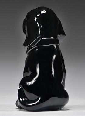 黑色陶瓷狗摆件可爱十二生肖小狗狗吉祥物旺财客厅房屋补角装饰品