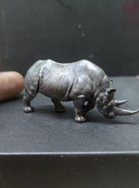 铜犀牛手工全铜文镇摆件高冈铜器镇纸书镇笔架礼物手把件勇往直前