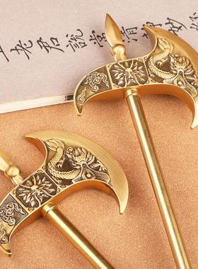 黄铜纯铜斧头大号摆件家居装饰品龙头斧子乔迁家居摆件铜工艺礼品