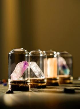 瓶天然水晶原石矿物标本收集能源宝石矿石桌面装饰地质石