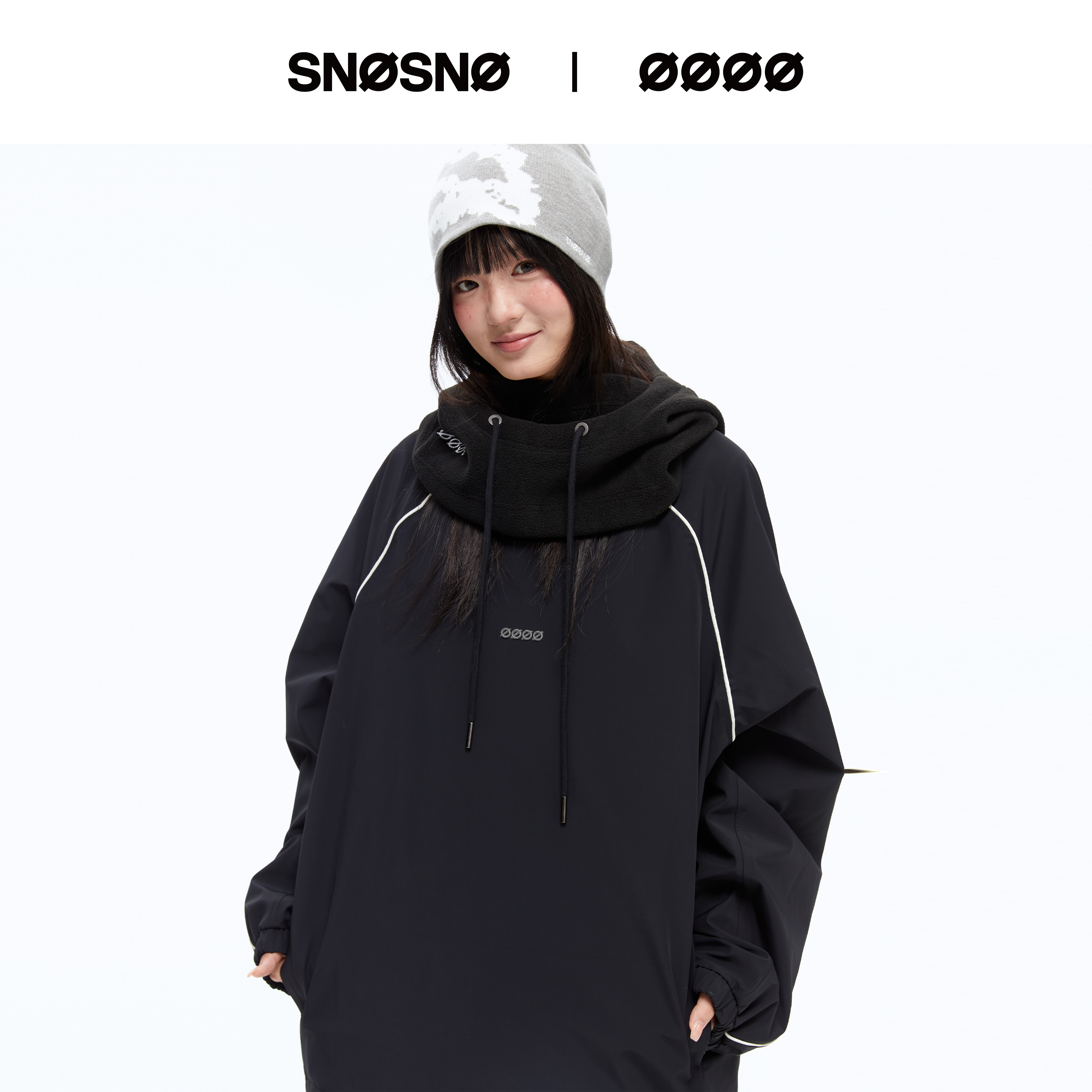 SNOSNO滑雪服V领外套上衣套头滑雪卫衣硬壳男女防防水户外专业 - 图1